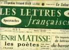Les lettres françaises n° 542 - Henri Matisse et les poètes par Aragon, Un important ensemble de lettres inédites du baron Gros par Catherine Valogne, ...