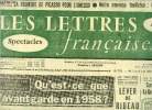 Les lettres françaises n° 716 - Qu'est ce que l'avant garde en 1958 ? André Masson, Elsa Triolet, Au théatre des nations, lever de rideau sur les ...