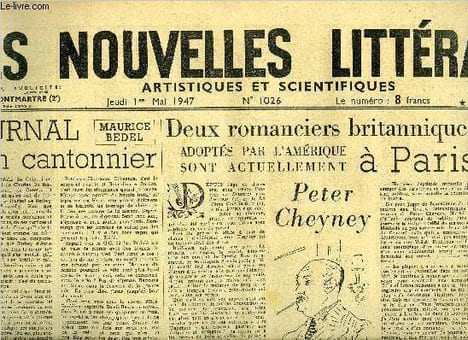 Les nouvelles littéraires, artistiques et scientifiques n° 1026 - Journal d'un cantonnier par Maurice Bedel, Deux romanciers britanniques adoptés par ...