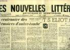 Les nouvelles littéraires, artistiques et scientifiques n° 1106 - Le centenaire des Mémoires d'outre tombe par Maurice Levaillant, Sincérité par ...