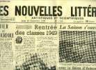 Les nouvelles littéraires, artistiques et scientifiques n° 1152 - Hier et aujourd'hui par Georges Lecomte, Rentrée des classes 1949, Bacstreet par ...