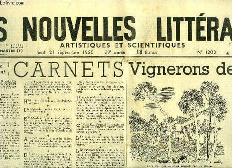 Les nouvelles littéraires, artistiques et scientifiques n° 1203 - Carnets par Henry de Montherlant, Vignerons de Paris par Jean Riverain, Victor Hugo ...