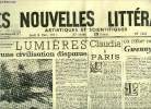 Les nouvelles littéraires, artistiques et scientifiques n° 1227 - Lumières sur une civilisation disparue par A. Dupont Sommier, Claudia a Paris par ...