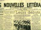 Les nouvelles littéraires, artistiques et scientifiques n° 1232 - L'esprit du sport par Dominique Braga, Leurs débuts, Merle Miller a Paris par ...