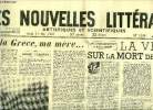 Les nouvelles litt&eacute;raires, artistiques et scientifiques n&deg; 1239 - Et la Gr&egrave;ce, ma m&egrave;re par Andr&eacute; Chamson, Le prix des critiques a Pieyre de ...
