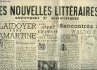 Les nouvelles littéraires, artistiques et scientifiques n° 1289 - Plaidoyer pour Lamartine par André François Poncet, Navigation sentimentale par ...