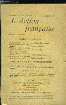L'action française n° 25 - Démocrates ? par J. Caplain-Cortambert, Nos amis - Georges Thiébaud par Henri Vaugeois, Dreyfus a Genève et la défense ...