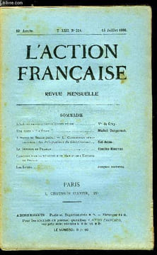 L'action française n° 214 - L'idée de province sous l'ancien régime par Vte de Croy, Une suite a l'étape par Michel Darguenat, A propos du sillon ...