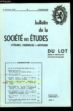 Bulletin de la société des études littéraires, scientifiques et artistiques du Lot tome C n° 1 - Statuts de la société des Etudes du Lot, Règlement ...