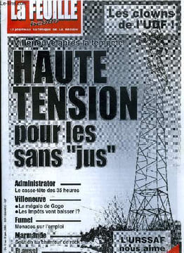 La feuille n° 971 - Retraites - 34 MF détournés, Les clowns de l'UDF, L'URSSAF nous aime (suite), Le casse tête des 35h, Tempête, la colère de Défense ...