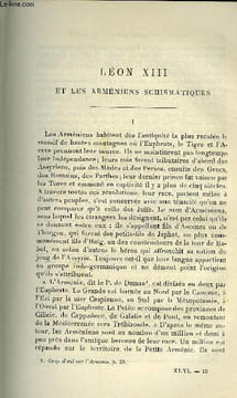 Etudes religieuses, philosophiques, historiques et littéraires tome XLVI n° 2 - Léon XIII et les arméniens schismatiques par le P.F. Desjacques, Au ...