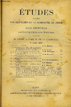 Etudes religieuses, philosophiques, historiques et littéraires tome 79 n° 5 - Pour la liberté par P.A. Belanger, Figures de soldats - un capitaine de ...
