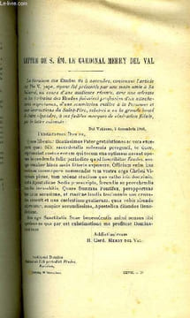 Etudes tome 117 n° 24 - Lettre de S. Em. le cardinal Merry Del Val, La connaissance de foi, La justice révolutionnaire, Saint Thomas psychologue, Deux ...