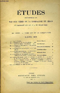 Etudes tome 135 n° 7 - La tolérance par Gustave Neyron, Pèlerinage au Ouadi-Natroun, une oasis du désert monastique, fin par Jean Bremond, La religion ...