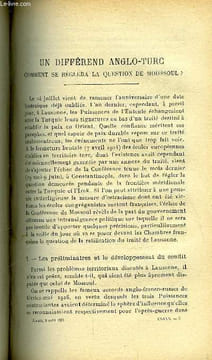 Etudes tome 180 n° 15 - Un différent anglo-turc, comment se réglera la question de Moussoul ? par Louis Jalabert, La crise de la foi chez les jeunes ...