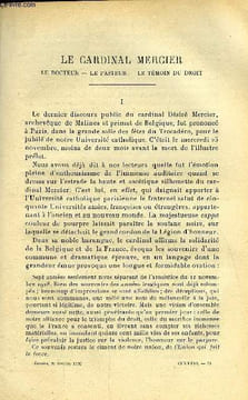 Etudes tome 186 n° 4 - Le cardinal Mercier, le docteur, le pasteur, le témoin du droit par Yves de la Brière, Les explorateurs de l'au dela au XIIe ...