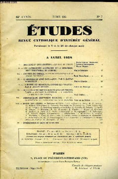 Etudes tome 195 n° 7 - Bon sens et sens chrétien, le joug du christ par Marie Vincent Bernadot, Gustave Desbuquois et Michel Riquet, Les catholiques ...