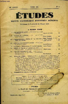 Etudes tome 198 n° 5 - Les accords du Latran, paix romaine et cité vaticane par Yves de la Brière, L'avenir de l'Autriche, les efforts d'organisation ...