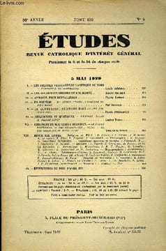 Etudes tome 199 n° 9 - Les colonies françaises de l'Amérique du nord par Louis Jalabert, Les apparentes origines de l'humanité par Xavier Moisant, ...