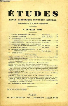 Etudes tome 210 n° 3 - La crise moderniste vue par M. Loisy par Jules Lebreton, Le prince de ce monde par le comte J. du Plessis, Plaie d'argent, la ...