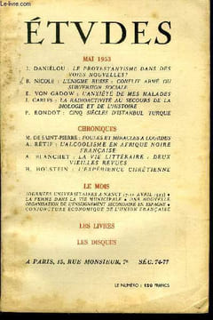 Etudes tome 277 n° 5 - Le protestantisme dans des voies nouvelles ? par J. Daniélou, L'énigme russe : conflit armé ou subversion sociale par B. ...