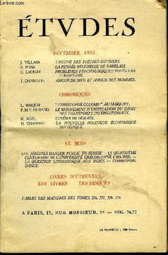 Etudes tome 279 n° 11 - L'heure des prêtres ouvriers par J. Villain, La pensée religieuse de Rabelais par R. Pons, Problèmes psychologiques posés par ...