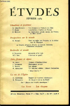 Etudes tome 316 n° 2 - Les évangiles et l'histoire de Jésus par X. Léon Dufour, Construction d'églises en France par F. Russo, La tuberculose est-elle ...