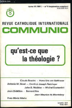 Communio n° 5 - De l'invention comme fidélité par Claude Bruaire, De la théologie de Dieu a la théologie dans l'église par Hans Urs von Balthasar, La ...
