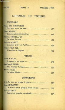 Christus n° 20 - Prier avec toute son ame par Winoc de Broucker, La contemplation évangélique par Pierre Voulet, La prière du coeur par Frédéric ...