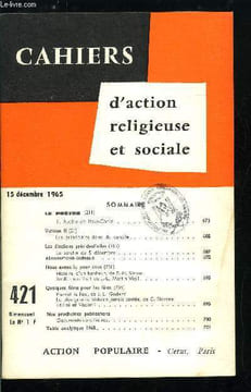 Cahiers d'action religieuse et sociale n° 421 - Le prêtre, Apotre de Jésus Christ, Vatican II, les principales dates du concile, Les élections ...