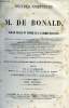 Oeuvres complètes de M. de Bonald, pair de France et membre de l'académie française en 3 tomes. M. L'Abbé Migne
