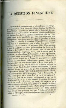 Revue nationale et étrangère, politique, scientifique et littéraire - tome VII - livraison n° 26 - La question financière par Edouard Laboulaye, Le ...