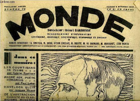 Monde n° 70 - Les courtisans de plume par Gabriel Reuillard, La querelle des livres de guerre par A. Habaru, André Ady, poète hongrois par Paul Lebar, ...