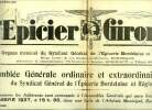 L'épicier Girondin n° 140 - Assemblée générale ordinaire et extraordinaire de 1937 du syndicat général de l'épicerie bordelaise et régionale, La ...
