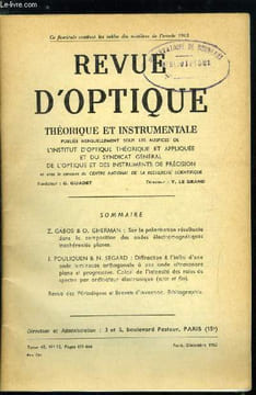 Revue d'optique théorique et instrumentale n° 12 - Sur la polarisation résultante dans la composition des ondes électromagnétiques incohérentes planes ...