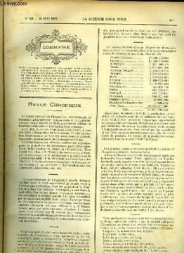 La science pour tous n° 21 - Les chotts de la Tunisie, Le hanneton, Statistique du centenaire 1789-1889, L'institut agronomique, L'industrie de la ...