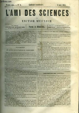 L'ami des sciences n° 9 - Souscription en faveur de la famille de Joseph Remy, Les métaux extraits du corps humain, méthode MM. Vergniès et Poey, ...