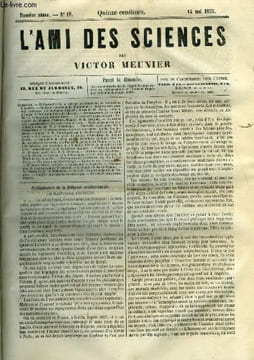 L'ami des sciences n° 19 - Préliminaires de la réforme architecturale : les habitations d'ouvriers, Machine a coudre de M. Thimonnier, L'asphodèle et ...