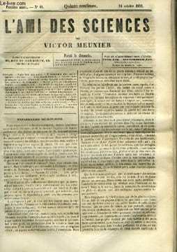 L'ami des sciences n° 42 - Exploration sous marine, Encouragement offert aux inventeurs, Instruction de l'enfance, Nouveau mode de transport par eau, ...