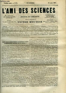 L'ami des sciences n° 12 - Note pour démontrer l'existence d'une atmosphère autour de la lune, Expédition a la découverte des sources du Nil, ...