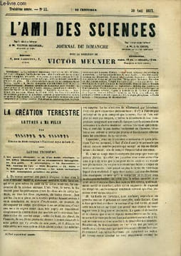 L'ami des sciences n° 35 - La création terrestre, lettres a ma fille, Les quatre éléments, l'air fluide élastique, Effets bienfaisants de sa ...