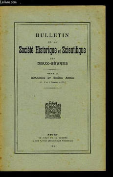 Bulletin de la société historique et scientifique des deux-sèvres tome IX 1er, 2e et 3e trimestres - Le VIIIe congrès des sociétés savantes de la ...