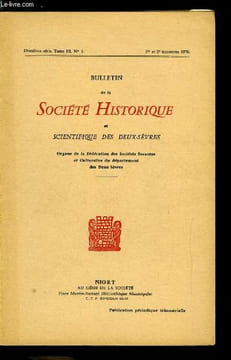 Bulletin de la société historique et scientifique des deux-sèvres tome III 1er et 2e trimestres - Autour du tombeau de Fontanes par Guy Pillard, A ...