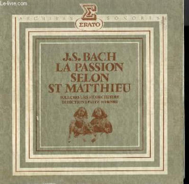 4 DISQUES VINYLE 33T LA PASSION SELON SAINT MATTHIEU. PAR LE CHOEUR DE GARCONS DE L'ECOLE ROBERT MAYER DE HEILBRONN, CHORALE HEINRICH SCHUTZ DE ...