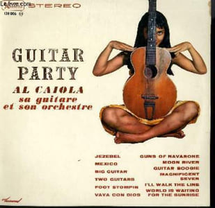 DISQUE VINYLE 33T GUITAR PARTY. JEZEBEL / MEXICO / BIG GUITAR / TWO GUITARS / FOOT STOMPIN / VAYA CON DIOS / MOON RIVER / GUITAR BOOGIE...