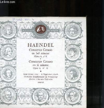 DISQUE VINYLE 33T CONCERTO GROSSO EN SOL MINEUR, CONCERTO GROSSO EN SI MINEUR.. HAENDEL