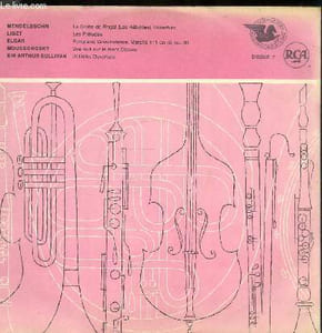 DISQUE VINYLE 33T LA GROTTZ DE FINGAL OUVERTURES, LES PRELUDES, POMP AND CIRCUMSTANCE, MARCHE N°1 EN RE OP. 39, UNE NUIT SUR LE MONT CHAUVE3, DI BALLO OUVERTURE.