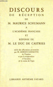 DISCOURS DE RECEPTION .