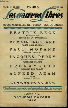 LES OEUVRES LIBRES. NOUVELLE SERIE N° 80. CONTES DE LA CATHEDRALE PAR BEATRIX BECK SUIVI DE PAGES D'UN JOURNAL PAR ROMAIN ROLLAND SUIVI DE NAZAIRE ...