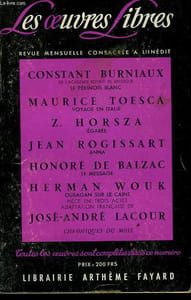 LES OEUVRES LIBRES. NOUVELLE SERIE N° 140. LE PEKINOIS BLANC PAR CONSTANT BURNIAUX SUIVI DE VOYAGE EN ITALIE PAR MAURICE TOESCA SUIVI DE EGAREE PAR HORZA Z. SUIVI DE ANNA PAR JEAN ROGISSART.